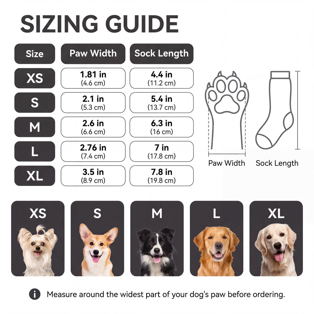 NorthPup Non-Slip Socks sizing guide