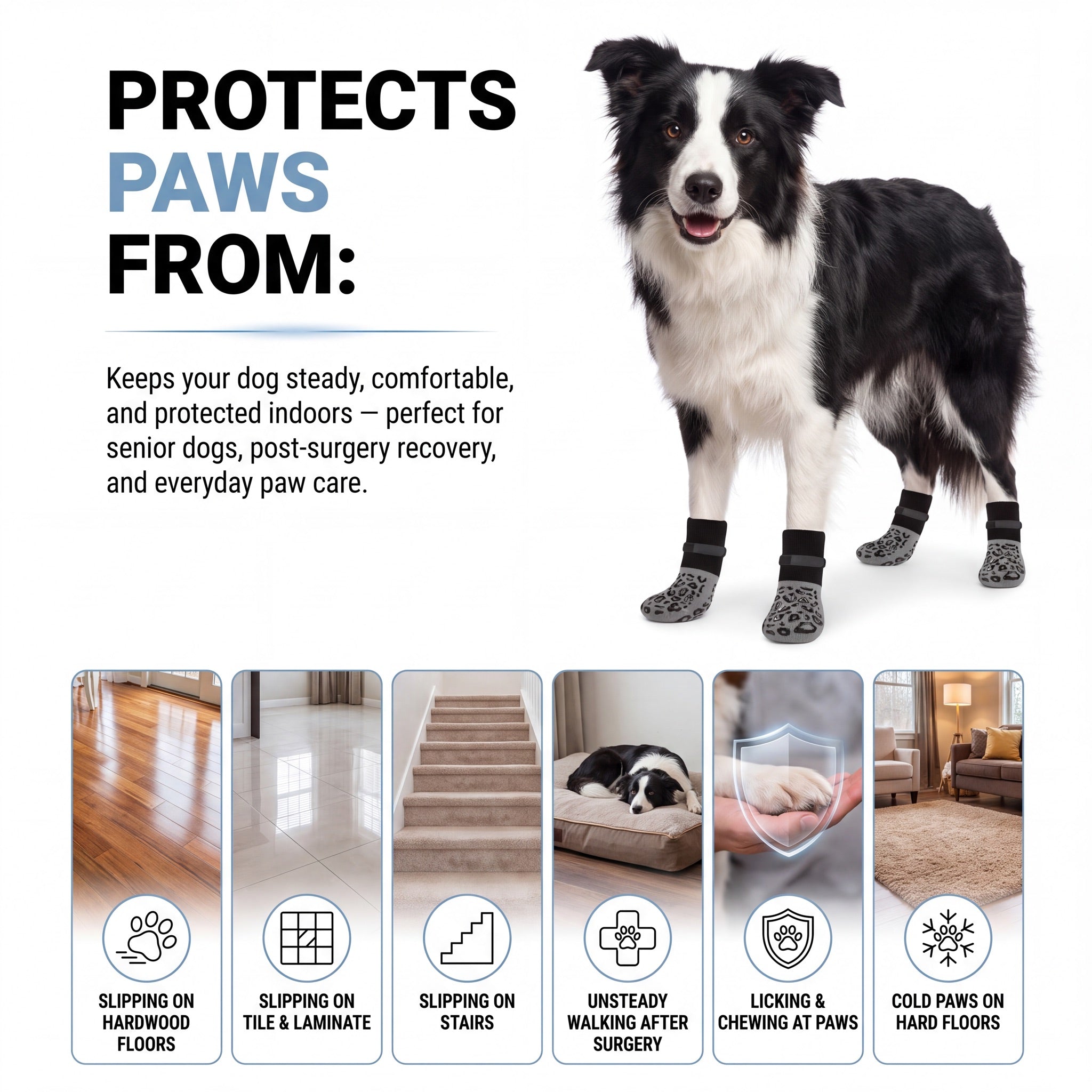 NorthPup Non-Slip Socks protect paws from slipping, stairs, and cold floors