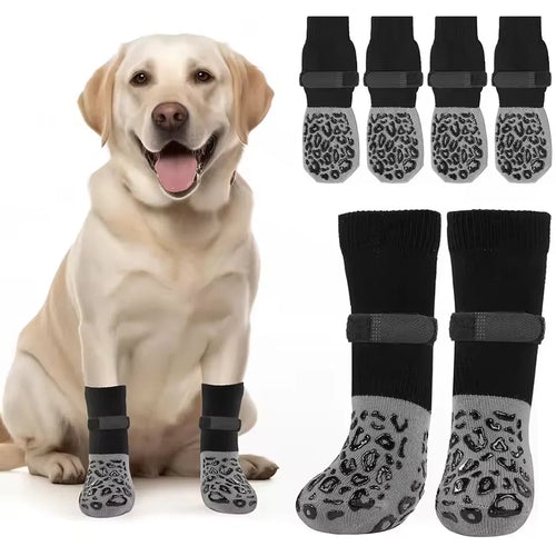 Non-Slip Dog Socks for Senior Dogs – Traction Grip Paw Protectors (4-Pack)