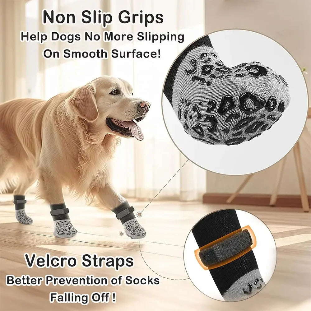 Non-Slip Dog Socks for Senior Dogs – Traction Grip Paw Protectors (4-Pack)