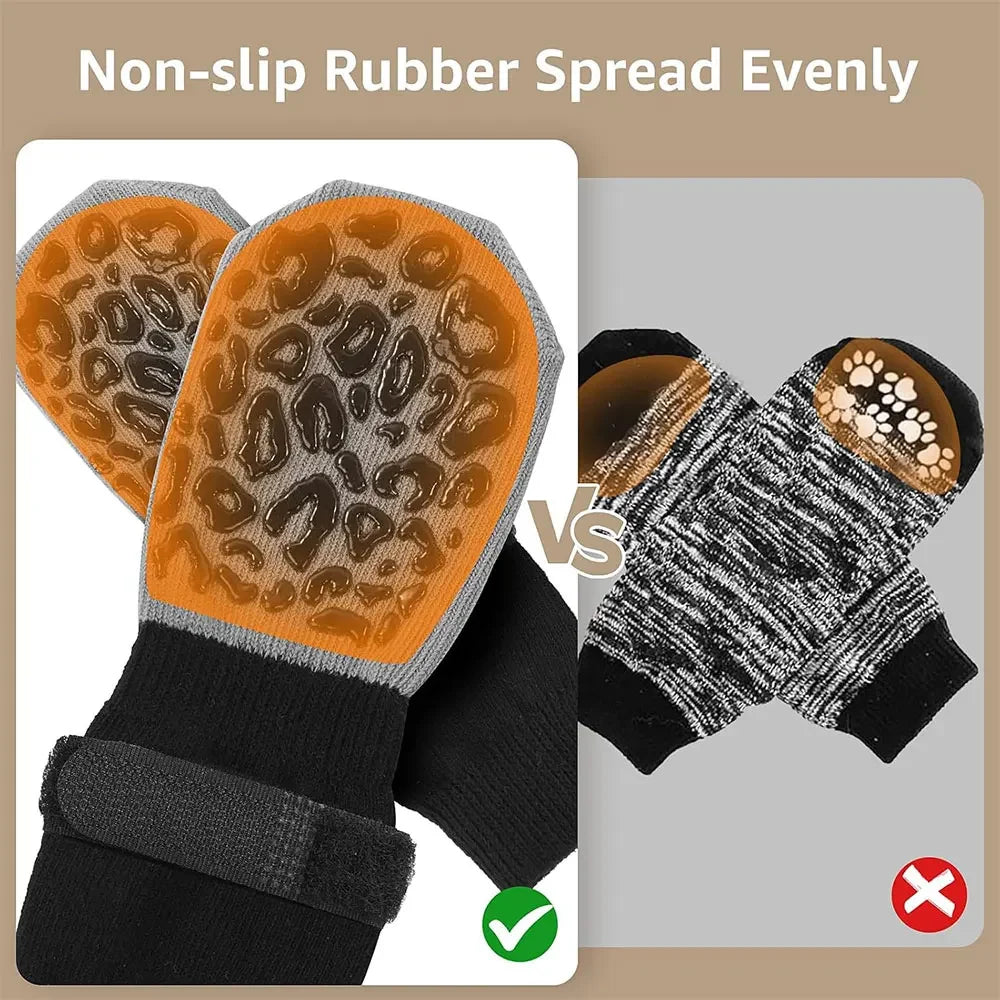 Non-Slip Dog Socks for Senior Dogs – Traction Grip Paw Protectors (4-Pack)