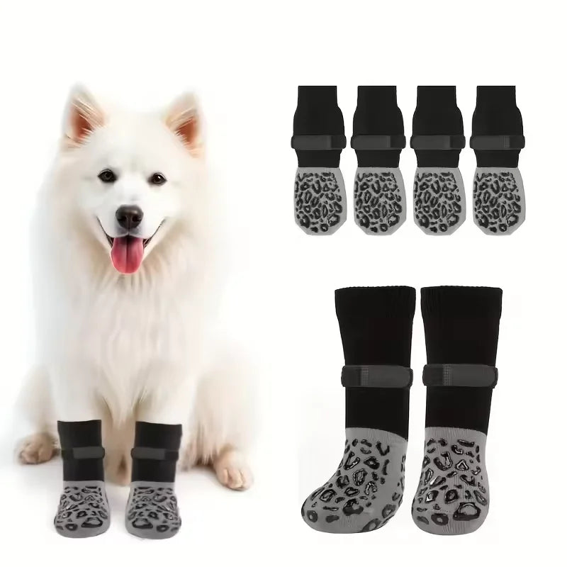 Non-Slip Dog Socks for Senior Dogs – Traction Grip Paw Protectors (4-Pack)